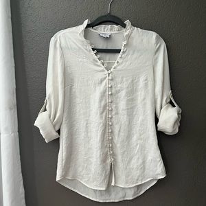 Express Portofino Slim Cream Blouse
